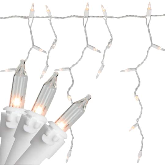 100ct. Mini Icicle Christmas Light Set With White Wire